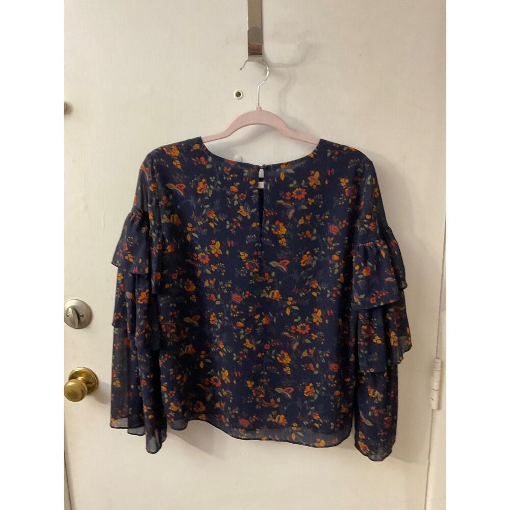 Madewell Ruffle Sleeve Climbing Vine Multicolor Floral Blouse M Boho Cottagecore - Picture 2 of 9